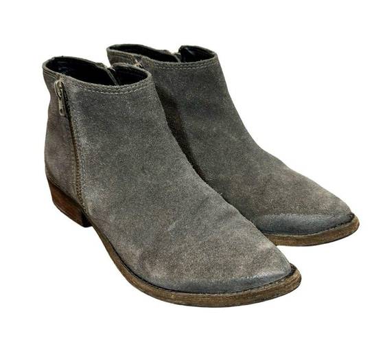 ALLSAINTS  Yuree Mid Double Zip Distressed Suede Boot Bootie in Dark Gray sz:38/8