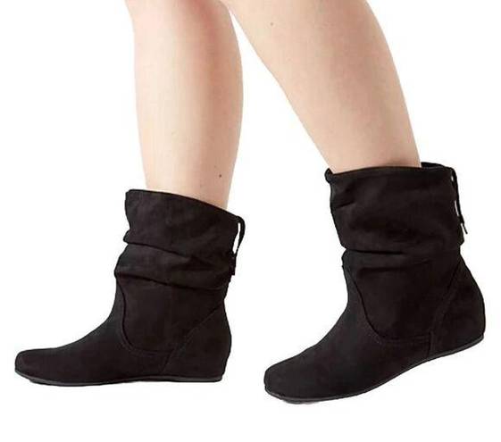 X-Appeal  Size 8 Womens Carney Wedge Boot Black Faux Suede