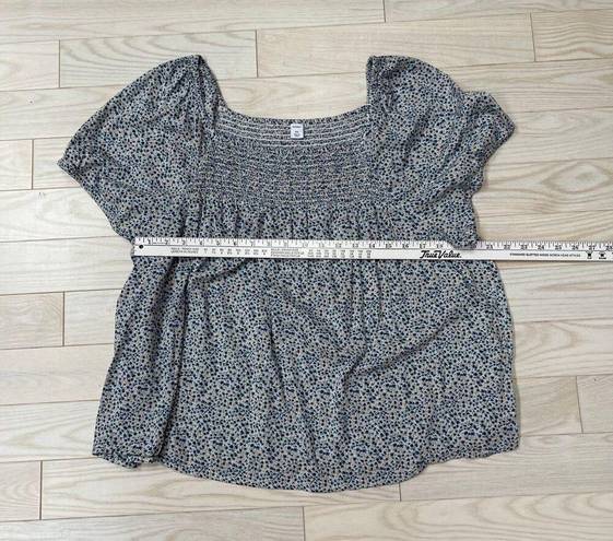 Old Navy  Ditzy Floral Blouse Women's XXL Square Neck Cap Sleeves Boxy Fit