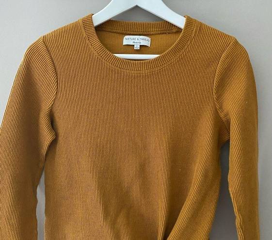 Madewell Ribbed Long Sleeve Front Knot Top Small