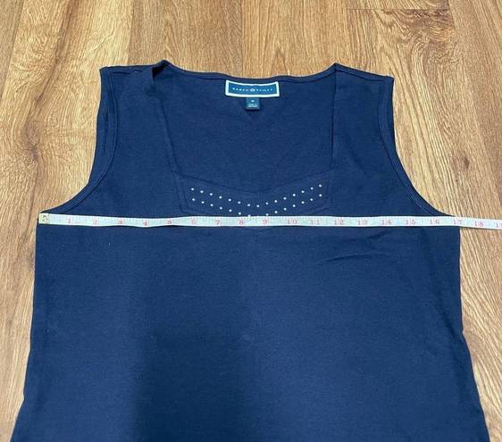 Karen Scott  Womens Sleeveless Top Size Medium Navy Blue Silver Stud T-Shirt