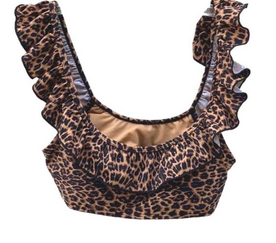 Cabana Del Sol NWT  Womens small Brown Black Leopard animal Print Bikini top