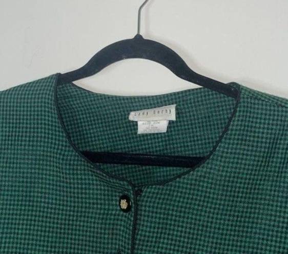 Houndstooth Vintage Lady Dorby Green  Button Up Blazer Jacket