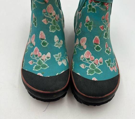 Harper Bogs  Fruit Ankle Rain Boots Blue Strawberries