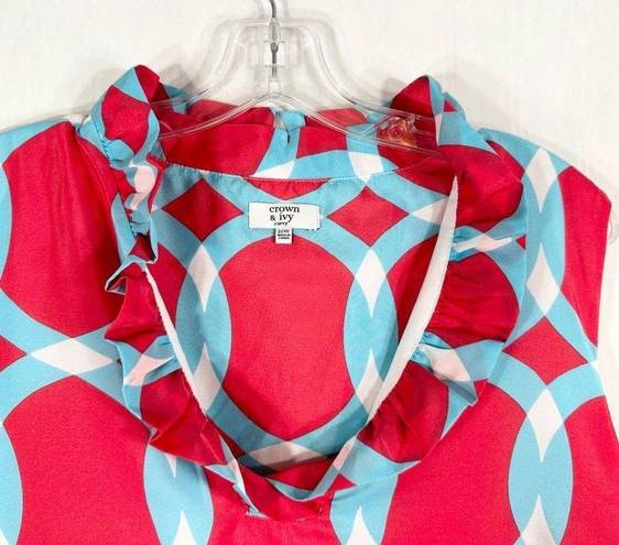 Crown & Ivy Crown Ivy Plus Size 20W Dress Pink Blue Sleeveless Shift Ruffled V Neck Mini 405