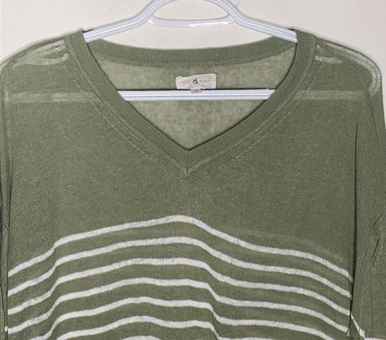 Lou & grey  soft sage v neck striped light sweater size XS