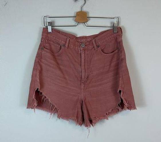 American Eagle AEO | Mauve Pink Distressed Highest Rise Mom Shorts Size 12