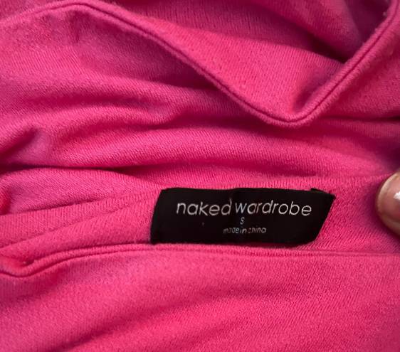 Naked Wardrobe Barbie Pink Bodycon crop Top Sz S