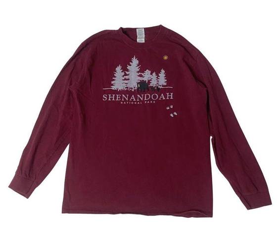 Shenandoah National Park Vintage Long Sleeve Embroidered Tee Red Size M