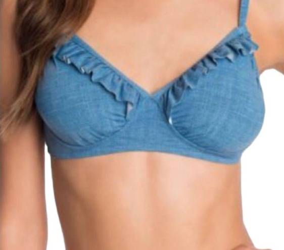 Vera Bradley  Shannon Chambray Ruffle Bikini Top in Medium Wash Blue