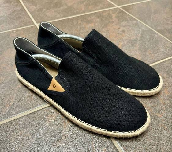 Olukai  Kaula Pa'a Kapa Convertible Espadrilles Linen Womens Shoes Black 9.5