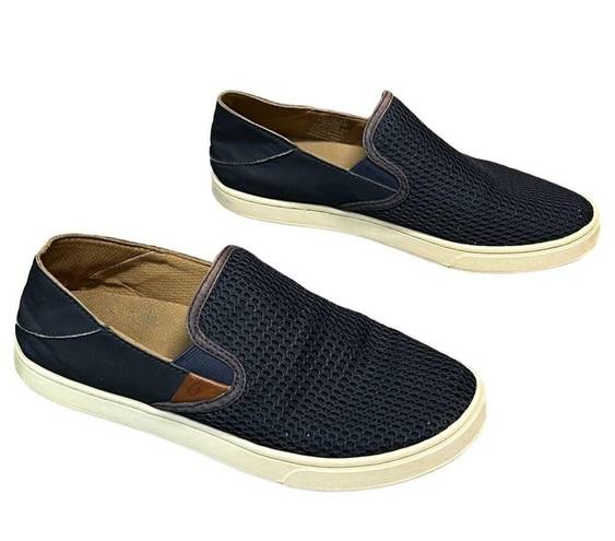 Olukai  Pehuea Shoes Womens Size 8.5 Navy Blue Mesh Drop In Heel Classic Slip On