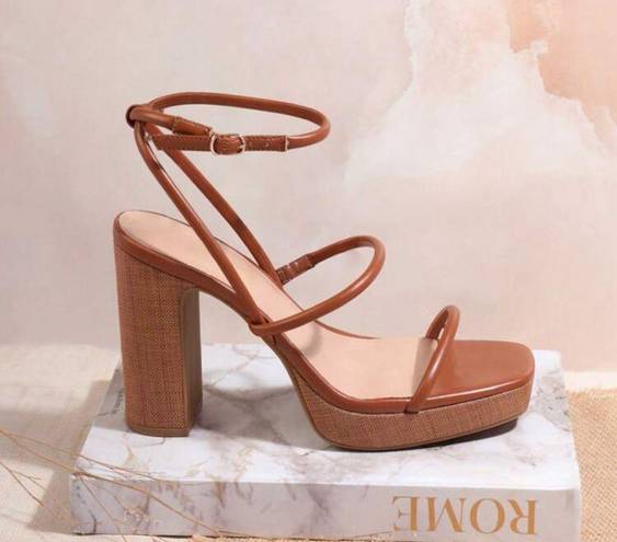 Brown Platform Sandal Heels Size 6.5