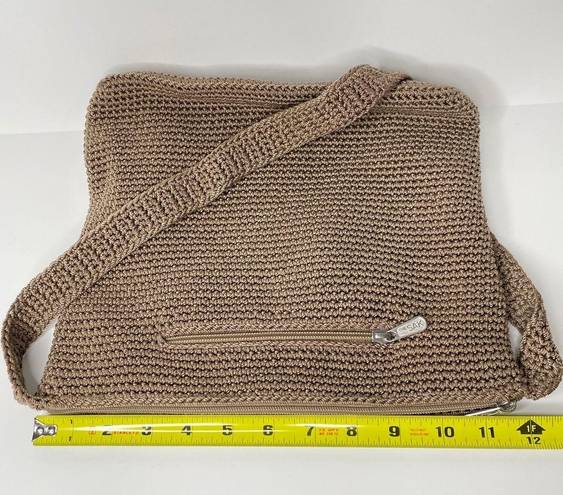 The Sak  Womans Purse Crochet Knit Tan Large Shoulder Bag Satchel Purse