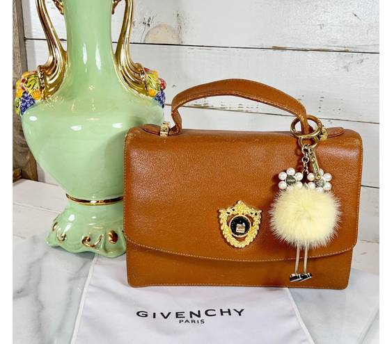 Givenchy Brown Leather Vintage Top Handle Logo Bag