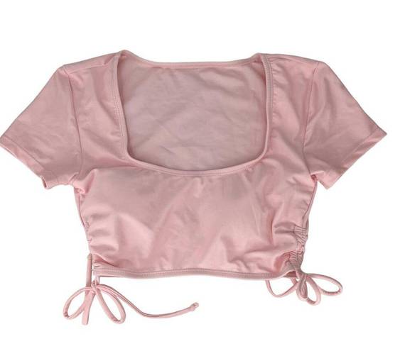 Cabana Del Sol  Swimsuit Bikini Pink String Short Sleeves Small New