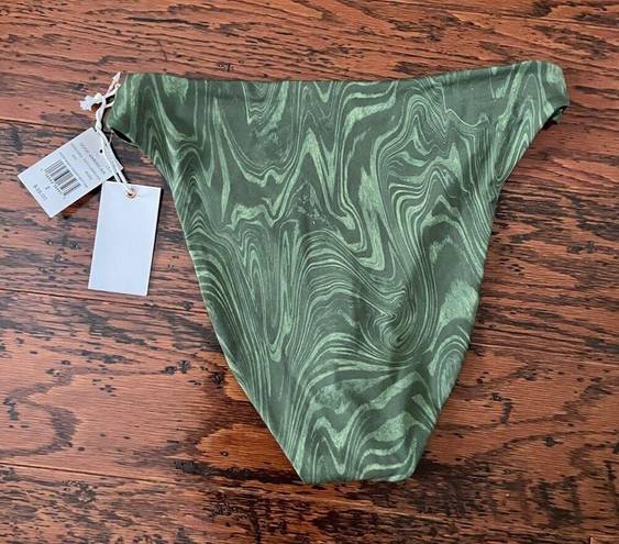 Good American  Reversible Cheeky Swimsuit Bottoms Pesto Swirl Green Medium NWT