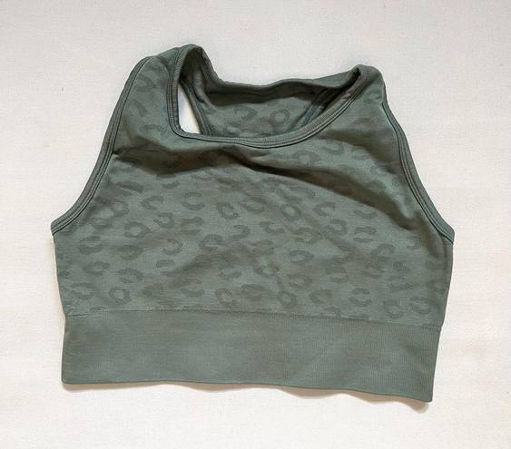 Zella Z by  Olive Army Green Animal Print Sports Bra Workout Athleisure Size M