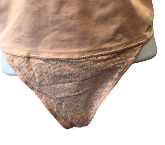 One Piece Sofia Intimates Lacy Shaper Sz. L Nude Thong  Stretch Med Compression