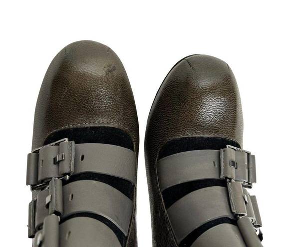 L.A.M.B. Gwen Stefani King Triple Buckle Bootie Olive Gray Platform Heels Size 8.5