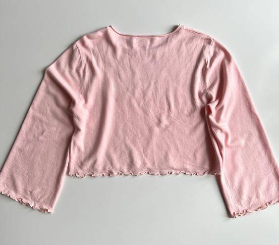 Lovers + Friends  Mica Long Bell Sleeve Crop Sweater With Frill Hem Size S