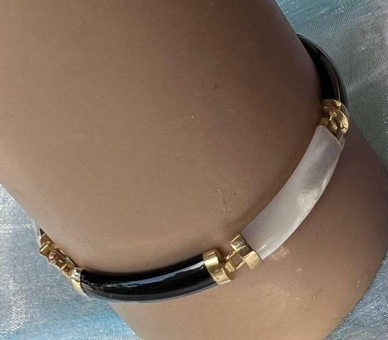 Onyx 14K Gold  & Mother Of Pearl Bracelet