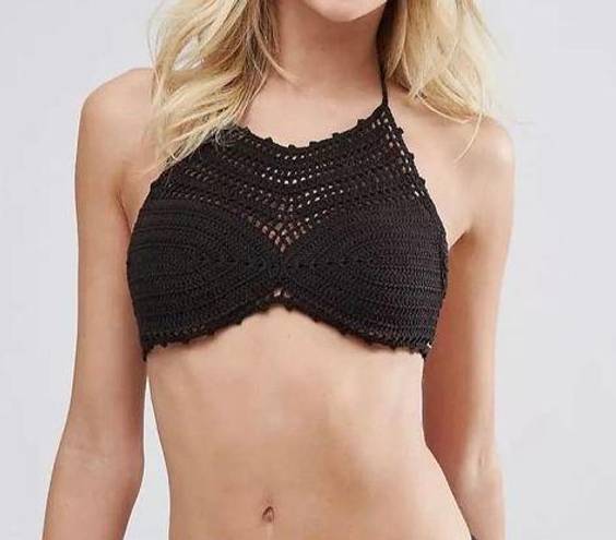 The Bikini Lab COPY -  ASOS Black Handmade Crochet Balletcore Coastal Cowgirl Bik…