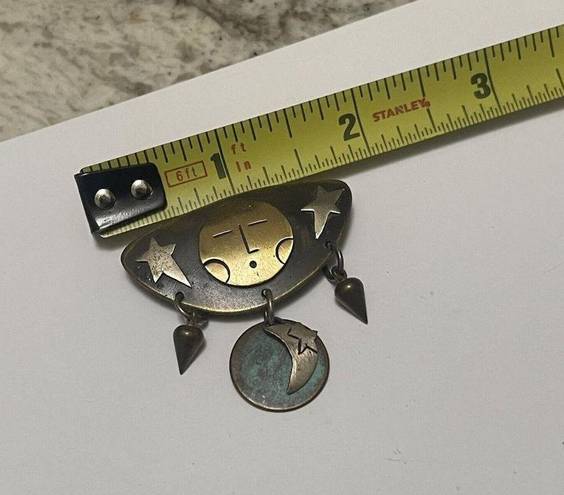 The Moon Signed Far Fetched Mexico - Multi Color Metal And Stars Brooch Pin