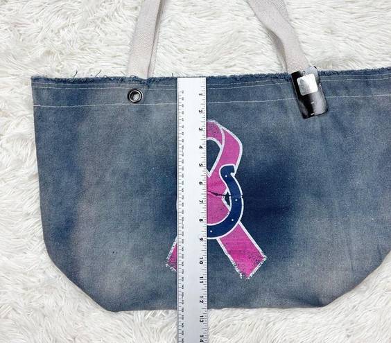 Little Earth Indianapolis Colts Blue Denim Breast Cancer Tote Bag