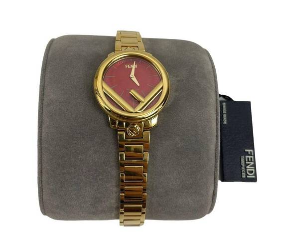 Fendi  Timepiece Run Away Red Dial Watch 28mm Gold Logo Unisex