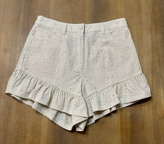 Cinq à Sept 

Neema Rhinestone Seersucker Shorts Size 6 Ruffle Hem