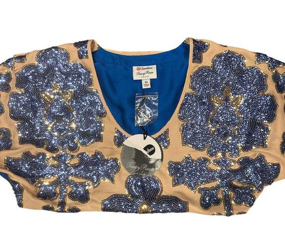 Tracy Reese  Neiman Marcus Blue Sequin Blouse