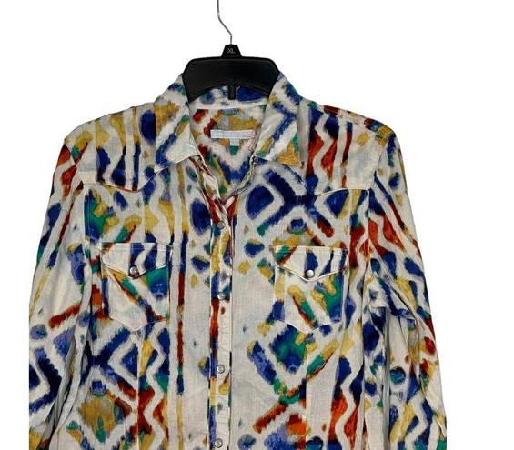 Krass&co Tin Haul . Women's Shirt Western Aztec Pearl Snap Button Up Multicolor Large