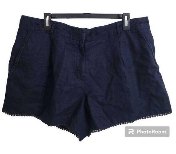 The Loft  Size 14 Navy 100% Linen Shorts