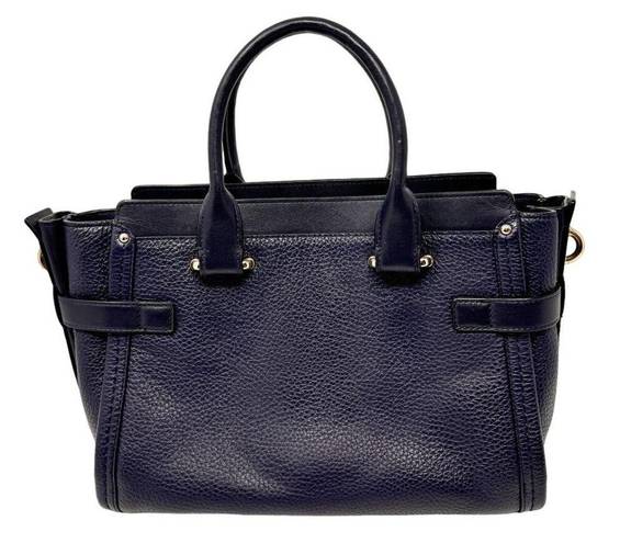 Coach  Pebbled Leather Swagger 27 Navy Blue Gold Satchel Top Handle Purse Bag