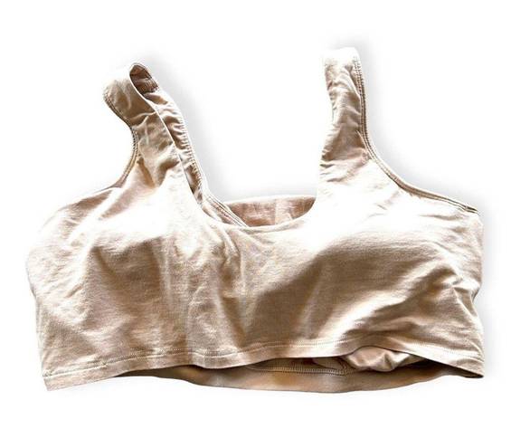 Lands'End  Women's Knit Wireless Pullover Sports Bra Crop, Size 1X Tan