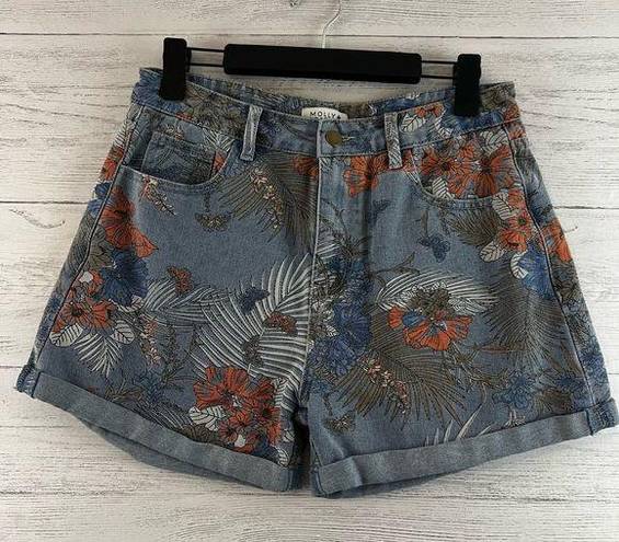 Molly Bracken  Floral Print High Rise Mom Shorts Size 30?