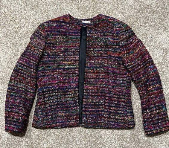 Doncaster  Women Jacket Blazer 100% Woven Silk open front long sleeve Sz 10