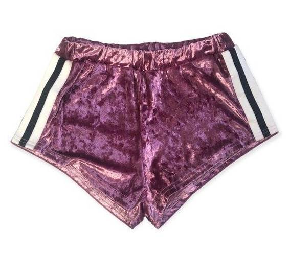 Lounge Pink Velvet Side Striped High Rise  Booty Shorts