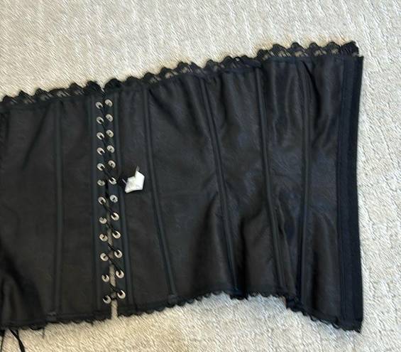 Frederick's of Hollywood VTG Y2K Frederick’s of Hollywood Dream Corset black lace floral jacquard satin