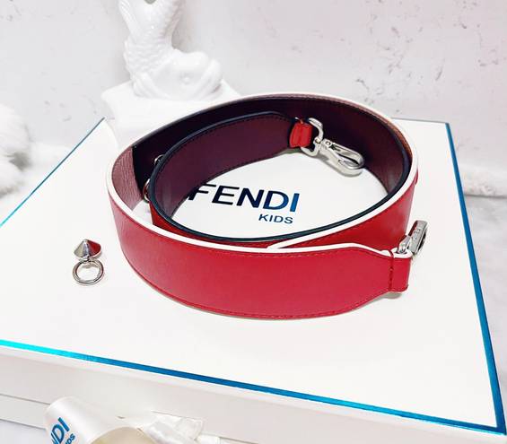 Fendi Authentic  Calfskin Strap You Red Pink & Maroon Tri-Color Bag Strap