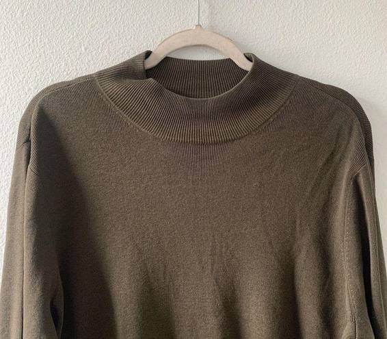 Coldwater Creek  Womens Plus Size 1X Green Silk Blend Mock Pullover Sweater