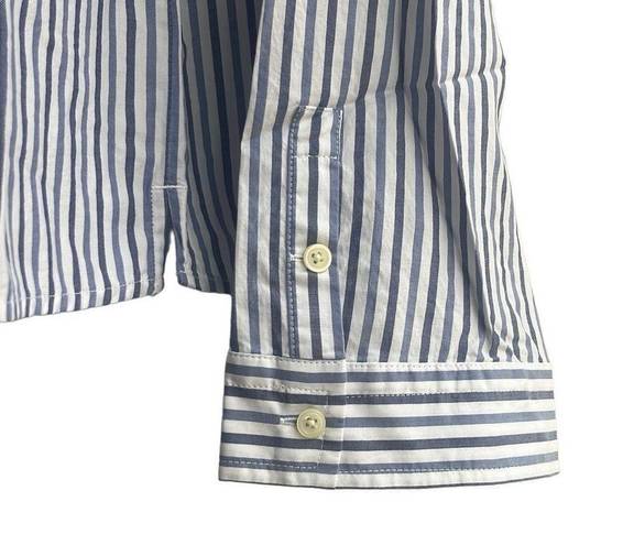 Everlane  Womens XS Button Front Boxy Pajama Top Blue Stripe Long Sleeve NWT