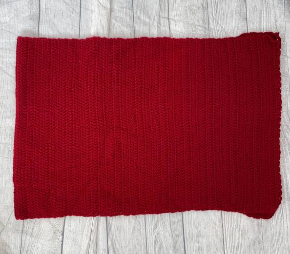 Red knit handmade shawl/scarf approx 61x19.5