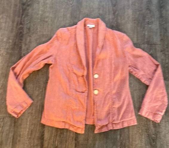 J.Jill  Blazer Women Size Extra Small Pink Button Linen Rayon Blend Workwear