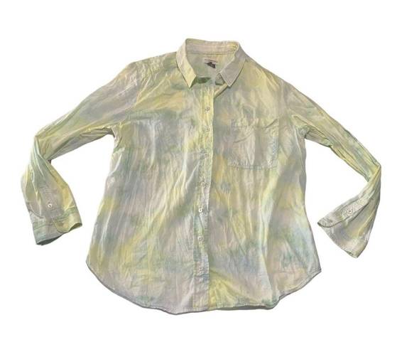 Pilcro  womens XL Anthropologie tye dye button up shirt casual cute long sleeve