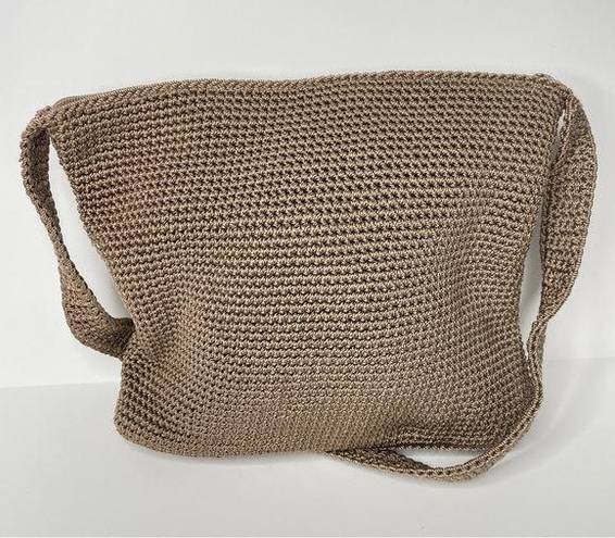 The Sak  Womans Purse Crochet Knit Tan Large Shoulder Bag Satchel Purse