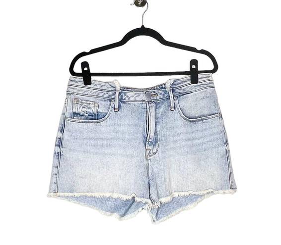 Good American Good Vintage Short Double Waistband Denim Short Light Wash Size 14