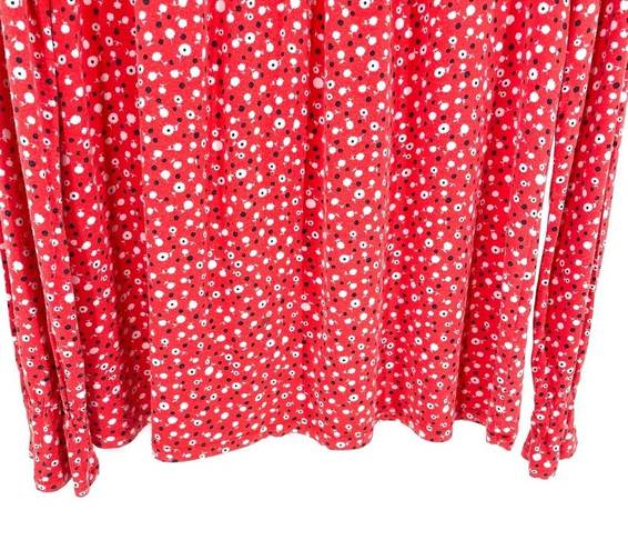 Daisy BODEN Flare Cuff Red & White Rosehip Aditya  Long Sleeve Smocked Blouse Top