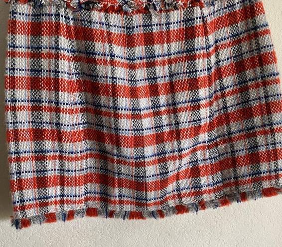 Sans Souci  Frayed Tweed Orange, White & Blue Mini Skirt Size L